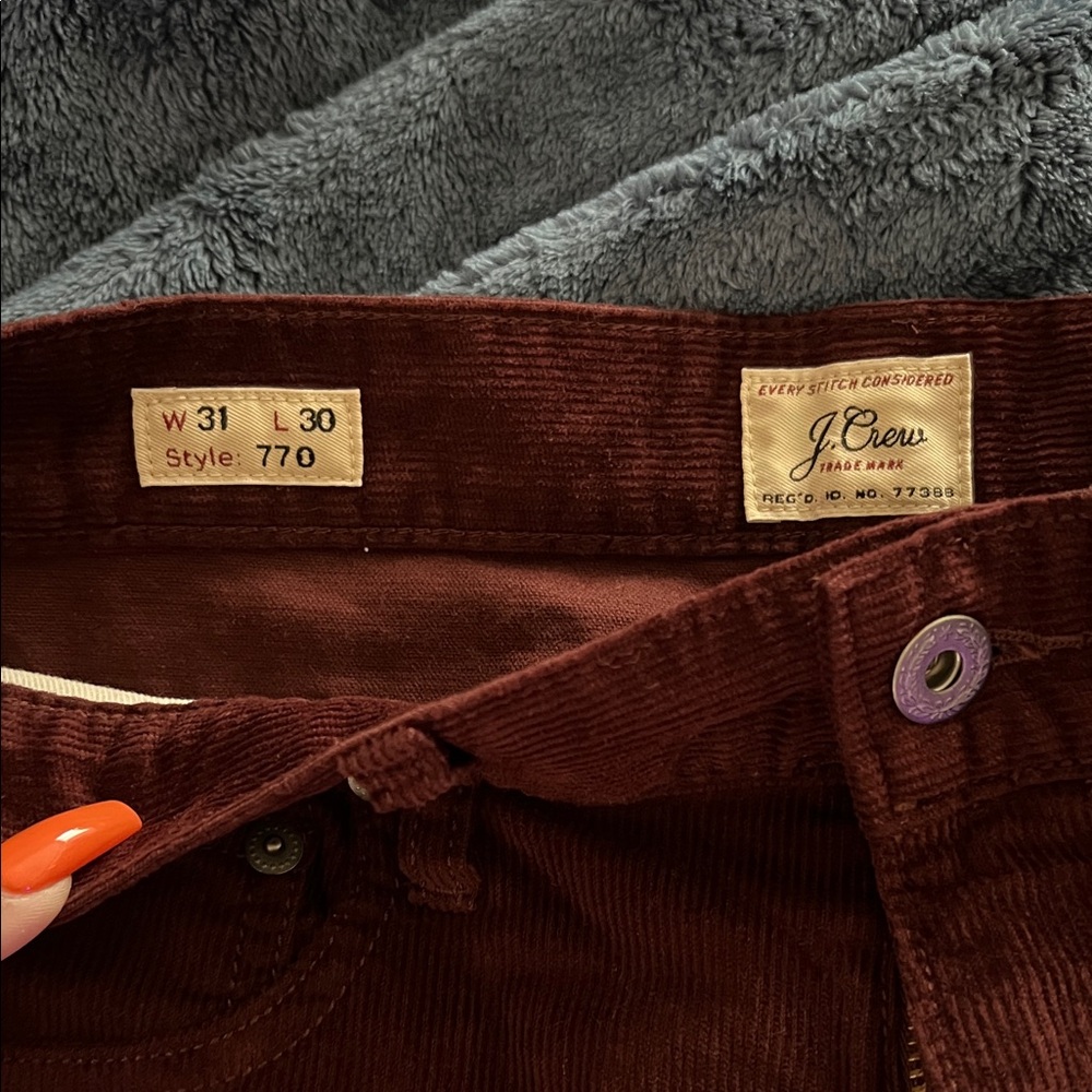 J. Crew Men's Deep Burgundy Corduroy Pants - Picture 3 of 3